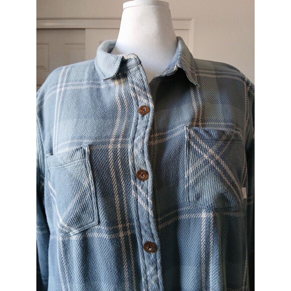 Pladra Plaid Flannel Shirt Womens 2XL Button Front Long Sleeve Blue Outdoorsy - Picture 5 of 16